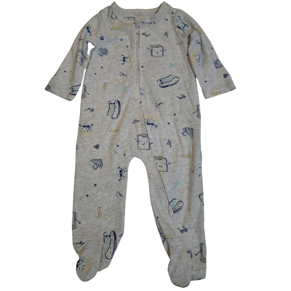 First Impressions Baby Boys Breakfast Food Print Footed Sleeper Gray 3-6 Months